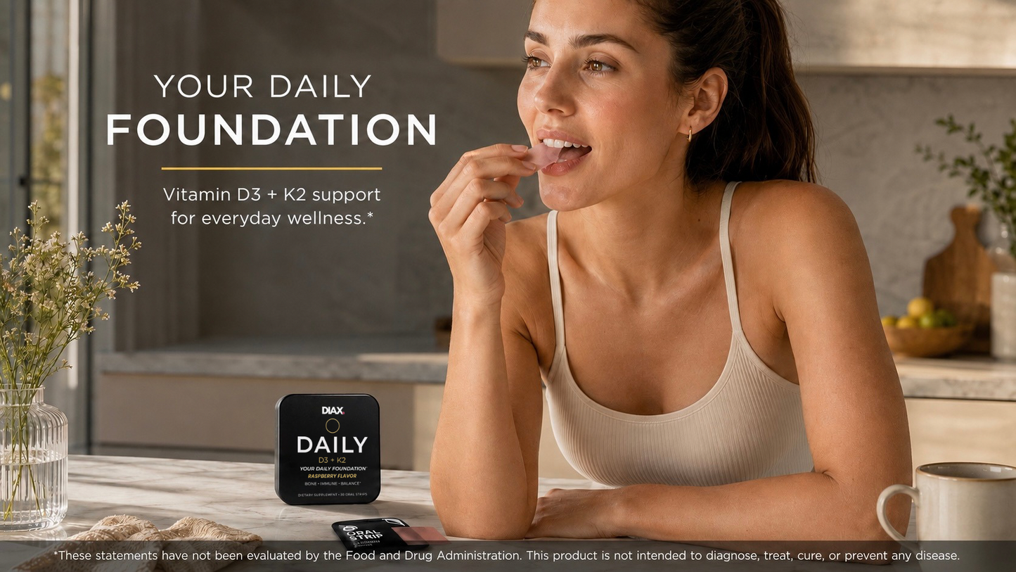 DIAX DAILY™ D3 + K2 — Your daily foundation.