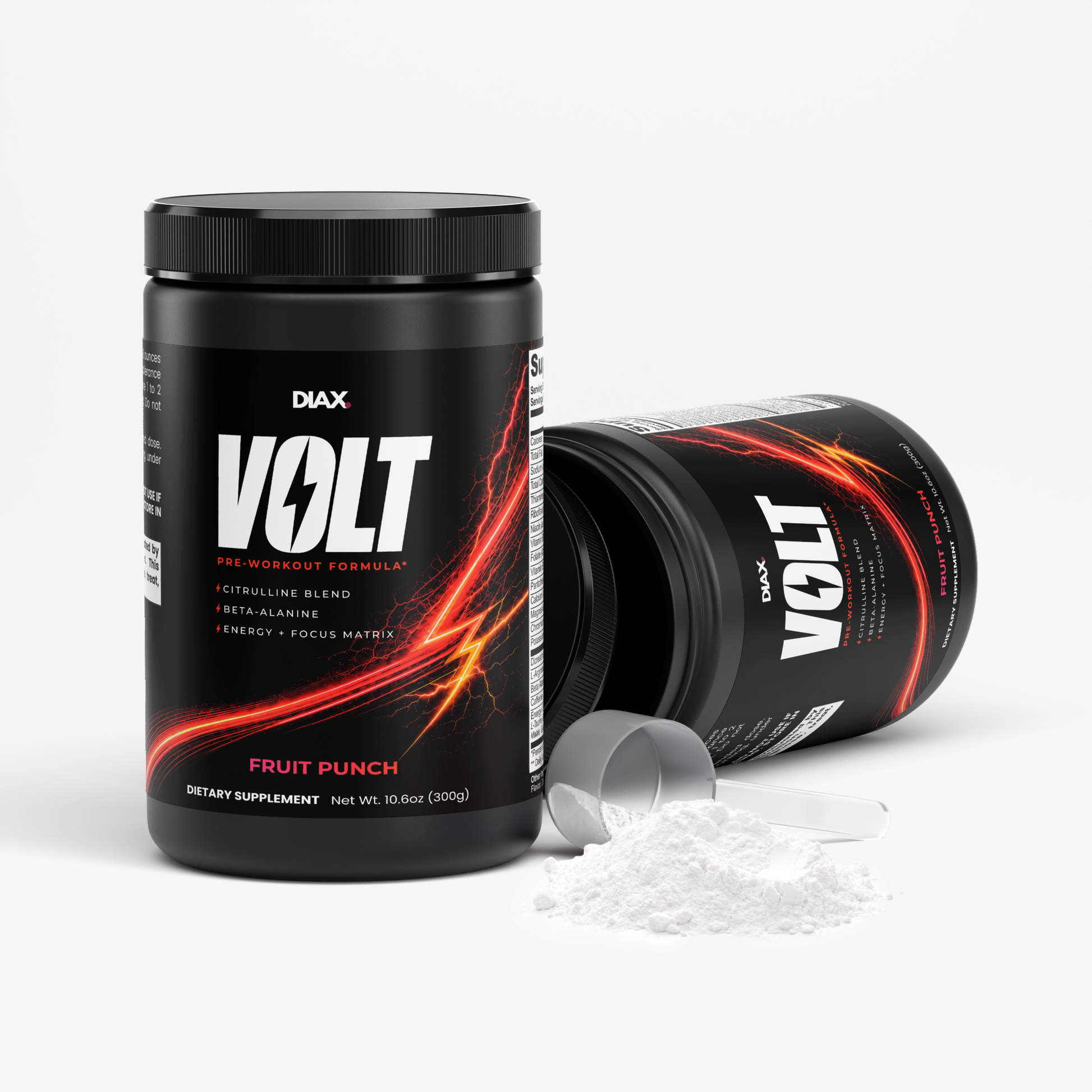 DIAX VOLT Fruit Punch pre-workout powder, 300 g
