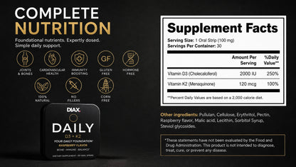 DIAX DAILY™ D3 + K2 — Your daily foundation.