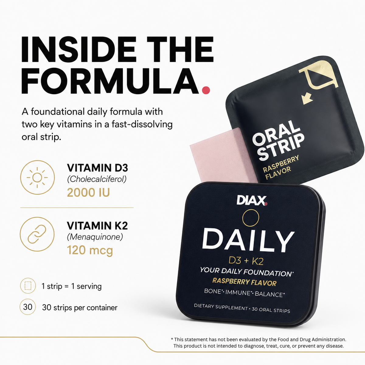 DIAX DAILY D3 + K2 oral strips product image