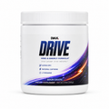 A white plastic tub of DIAX Drive dietary supplement in Sour Grape flavor, featuring a white lid and a label with blue and purple graphics.